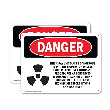 Signmission Radiation & Laser Sign, 18 in H x 24 in W, Aluminum, Rectangle OS-2PACK-DS-A-1824-L-2527